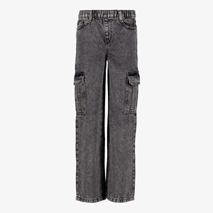 TwoDay meisjes wide leg cargo jeans donkergrijs