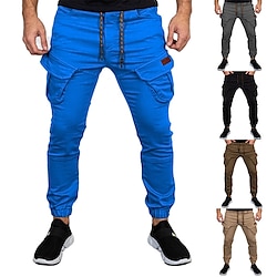 Light in the box Voor heren Cargohosen Jogger Tactische broek Broek Trekkoord Elastische taille Meerdere zakken Effen Draagbaar Buiten Dagelijks KamperenWandelen Modieus Klassiek Zwart blauw Micro-elastisch