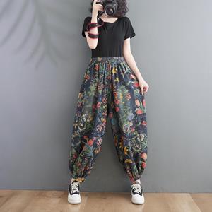 Heihei Wijde pijpen harem bloemen jeans dames nieuwe mode dames vintage denim broek vrouwelijke street style oversized hoge taille broek