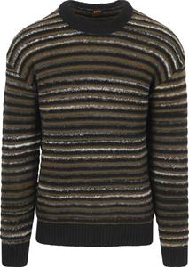 BOSS Pullover Aturn Wool Blend Streifen Schwarz