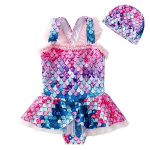 Selfyi Baby Meisjes Eendelig Badpak Badmode Peuter Kind Zeemeermin Bikini Badpak met Badmuts 2-11T