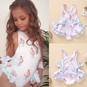 Amydeal Baby Kids Girls Ice  Print Bow Backless  Swimwear Swimsuit