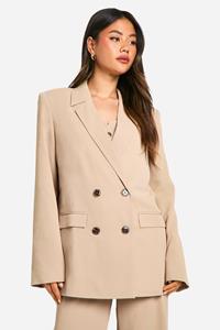 Boohoo Oversized Getailleerde Blazer Met Dubbele Knopen, Camel