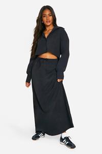 Boohoo Zachte Maxi Rok Met Touwtjes, Black