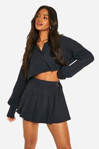 Boohoo Zacht Mini Wikkel Tennis Rokje Met Ceintuur, Black