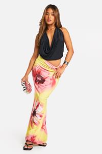 Boohoo Petite Bloemenprint Maxi Rok, Yellow