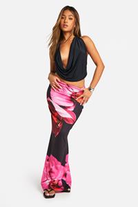 Boohoo Petite Bloemenprint Maxi Rok, Black