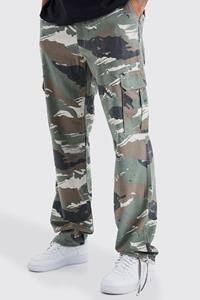 Boohoo Tall Baggy Camo Cargo Broek Met Tailleband, Stone