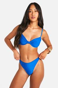 Boohoo Bikini Set Met Beugel En String, Electric Blue