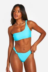 Boohoo Geknoopte Asymmetrische Bikini, Blue