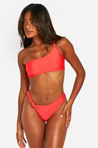 Boohoo Geknoopte Asymmetrische Bikini, Red