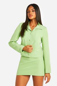 Boohoo Getailleerde Korte Long Line Blazer, Sage