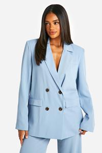 Boohoo Oversized Getailleerde Blazer Met Dubbele Knopen, Powder Blue