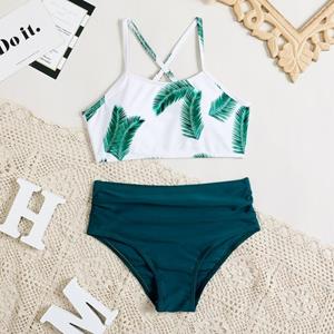 Selfyi Kinderen Meisjes Gebloemde Badpakken Tweedelige Tieners Badpakken Gewatteerde Crop Top En Bikinibroekjes Badmode Kinderen Tankini Pak 8-12T