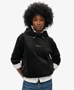 Superdry Vrouwen Ruimvallende Country Club Velours Hoodie Zwart