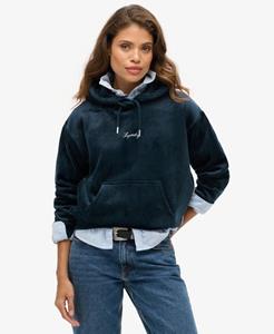 Superdry Vrouwen Ruimvallende Country Club Velours Hoodie Blauw