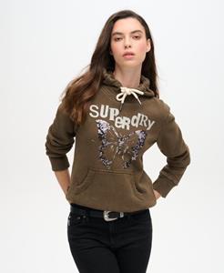 Superdry Vrouwen Versierde Punk Hoodie met Print Khaki