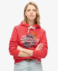 Superdry Vrouwen Tokyo Hoodie met Vintage Logo en Grafische Print Rood