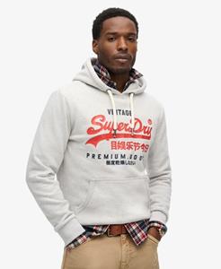 Superdry Mannen Duo Vintage Hoodie met Logo Lichtgrijs