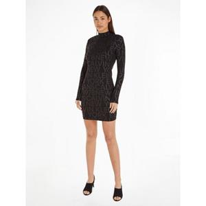 Calvin Klein Mini-jurk LOGO AOP LONG SLEEVE DRESS