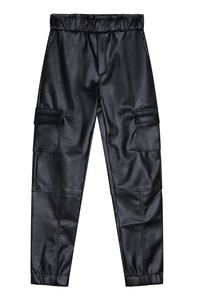 Indian Blue Meiden cargo broek leatherlook black