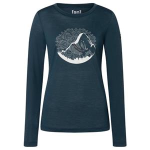 Super.Natural  Women's Mountain Mandala Tree L/S - Longsleeve, blauw