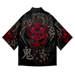 Four Four Snake Demon Print Jas Japanse Kimono Vest Shirt Vrouwen Haori Yukata Cosplay Mannen Traditionele Kleding