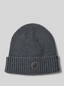 Boss Beanie van scheerwol met labeldetail, model 'Fati'