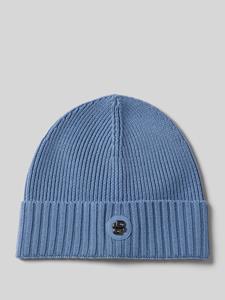 Boss Beanie van scheerwol met labeldetail, model 'Fati'