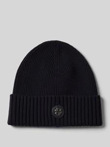 Boss Beanie van scheerwol met labeldetail, model 'Fati'