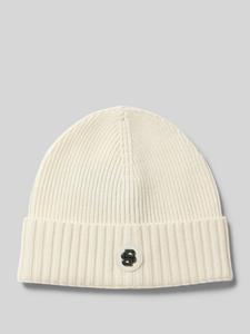 Boss Beanie van scheerwol met labeldetail, model 'Fati'