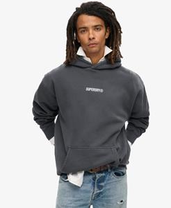 Superdry Mannen Hoodie met Losse Pasvorm en Klein Logo Donkergrijs