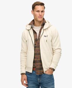 Superdry Mannen Essential Logo Washed Hoodie met Rits Crème