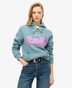 Superdry Vrouwen Versierde Vintage Logo Hoodie Blauw