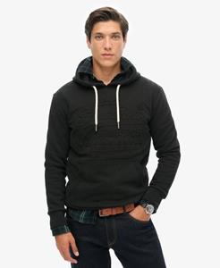 Superdry Mannen Hoodie met Grafische Reliëfopdruk Zwart