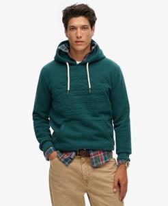 Superdry Mannen Hoodie met Grafische Reliëfopdruk Groen