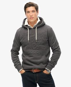 Superdry Mannen Hoodie met Logoprint in Reliëf Donkergrijs