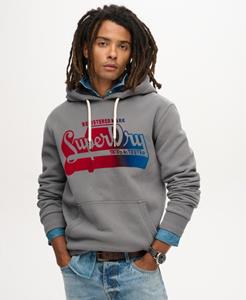 Superdry Mannen Flocked Fade Hoodie met Print Lichtgrijs