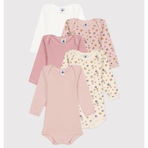 PETIT BATEAU Set van 5 rompers met lange mouwen.