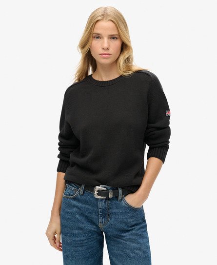 Superdry Vrouwen Wijdvallend Gebreid Sweatshirt met Ronde Hals Donkergrijs