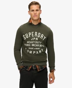 Superdry Mannen Machined Goods Workwear Sweatshirt met Ronde Hals Groen