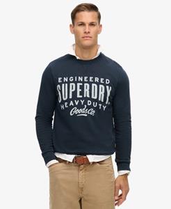 Superdry Mannen Machined Goods Workwear Sweatshirt met Ronde Hals Blauw