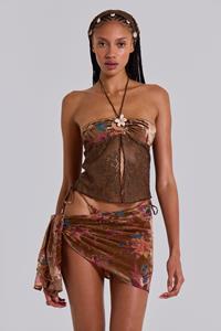 Jaded London Eliana Devore Crochet Bandeau Top in Cedar