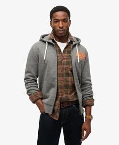 Superdry Mannen Hoodie met Neonprint en Vintage Logo Grijs