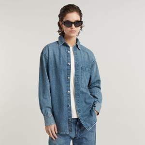 Relaxed Overshirt - Midden blauw - Dames