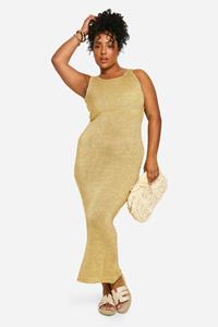 Boohoo Plus Gebreide Glitter Maxi Jurk, Yellow