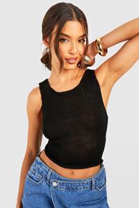 Boohoo Fijn Hemd Met Racer Hals, Black