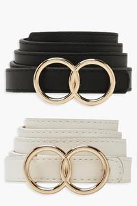 Boohoo Skinny Riem Met Dubbele Ringen (2 Stuks), Multi