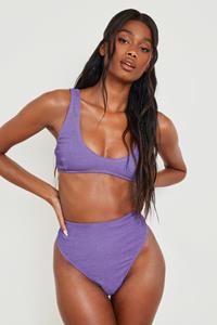 Boohoo Gerecycled Gekreukeld High Waist Bikini Broekje, Purple