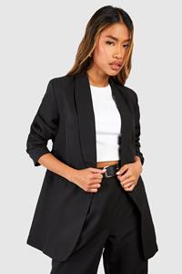 Boohoo Blazer Met Geplooide Mouwen, Black